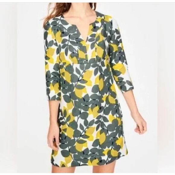 Boden Lemon Print Linen Dress Size 2R - Picture 1 of 8